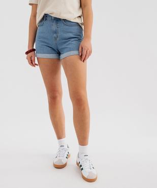 Short en jean coupe large taille haute femme vue1 - GEMO(FEMME PAP) - GEMO