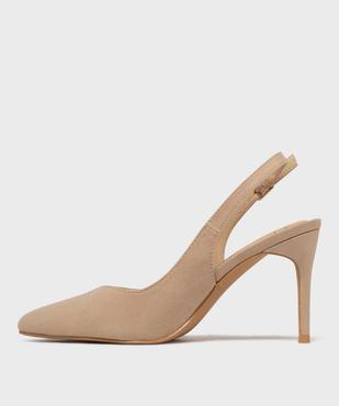 Escarpins slingbacks en suédine à talon aiguille et bout pointu femme - Valentina Baldano vue3 - VALENTINA BALDA - GEMO