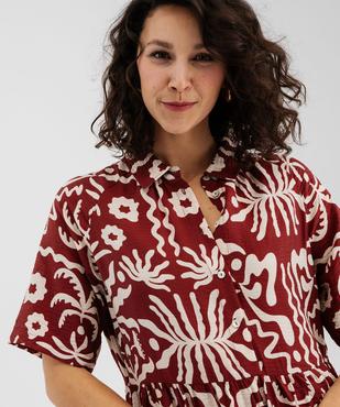 Robe longue et fluide à manches courtes imprimée femme vue2 - GEMO 4G FEMME - GEMO