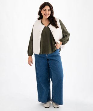 Jean wide leg en coton stretch taille ajustable femme grande taille vue5 - GEMO 4G GT - GEMO