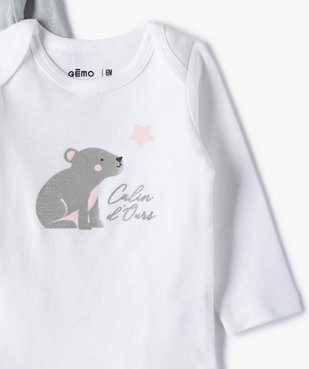 Body bébé fille manches longues à motifs divers (lot de 3) vue2 - GEMO C4G BEBE - GEMO