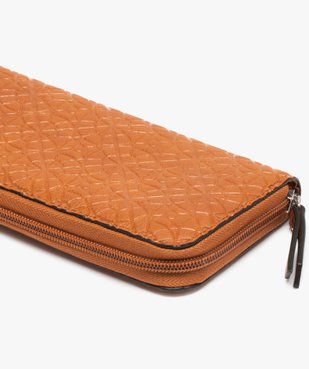 Portefeuille femme en matière texturée à motifs rosaces vue2 - GEMO (ACCESS) - GEMO