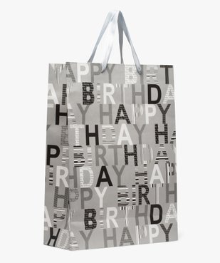 Sac cadeau d'anniversaire imprimé Happy Birthday en papier recyclé vue1 - GEMO C4G HOMME - GEMO