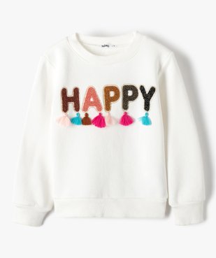 Sweat fille en molletonn épais à pompons et paillettes vue1 - GEMO (ENFANT) - GEMO