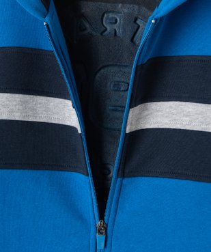 Sweat garçon zippé à capuche, bandes colorées et motif en relief vue2 - GEMO (ENFANT) - GEMO