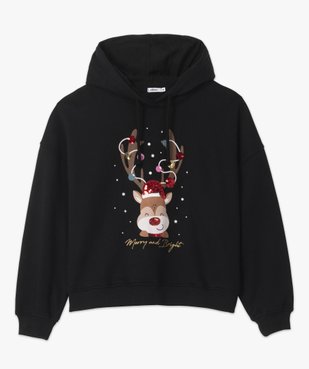 Sweat femme à capuche avec motif Noël à sequins vue4 - GEMO(FEMME PAP) - GEMO