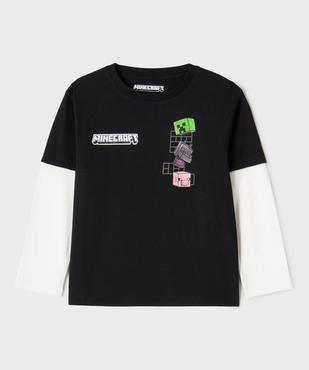 Tee-shirt manches longues effet 2 en 1 garçon - Minecraft vue2 - MINECRAFT - GEMO