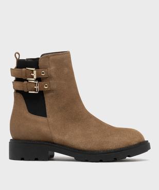 Boots dessus cuir suédé avec semelle crantée femme - Tanéo vue2 - TANEO - GEMO