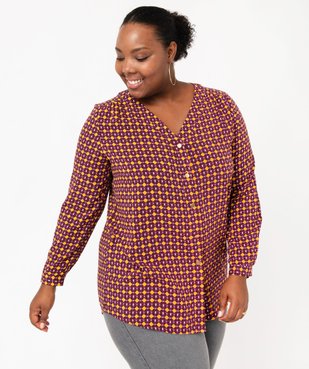 Chemise à manches longues imprimée femme grande taille vue1 - GEMO 4G GT - GEMO