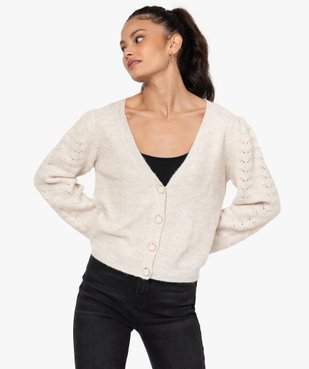 Gilet femme à gros boutons et manches fantaisie vue2 - GEMO C4G FEMME - GEMO