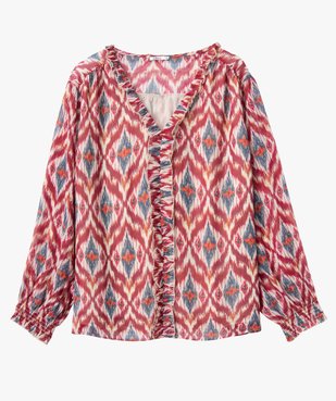 Blouse femme grande taille en voile imprimé et manches longues bouffantes vue4 - GEMO (G TAILLE) - GEMO