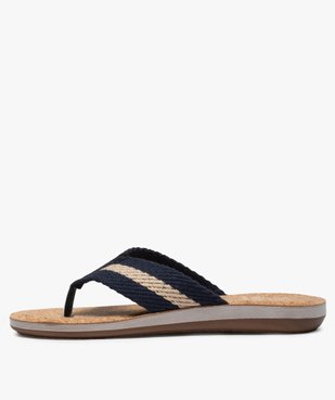 Tongs homme à semelle liège et brides toile vue3 - GEMO (CASUAL) - GEMO