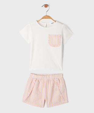 Ensemble 2 pièces tee-shirt + short bébé fille vue1 - GEMO(BEBE DEBT) - GEMO