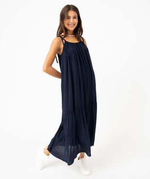 Robe femme longue avec fines bretelles à nouer vue1 - GEMO(FEMME PAP) - GEMO