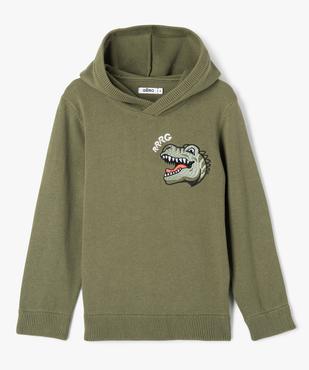 Pull en coton à capuche avec broderie poitrine garçon vue1 - GEMO (ENFANT) - GEMO