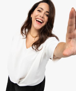 Blouse femme grande taille ample à manches 3/4 et col V vue2 - GEMO (G TAILLE) - GEMO