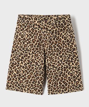 Bermuda en jean imprimé léopard fille vue2 - GEMO 4G FILLE - GEMO