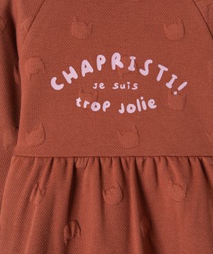 Robe bébé fille en maille à motif chat gaufré vue2 - GEMO(BEBE DEBT) - GEMO