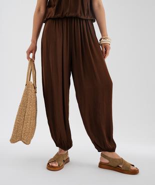 Pantalon large et fluide satiné look sarouel femme vue1 - GEMO(FEMME PAP) - GEMO