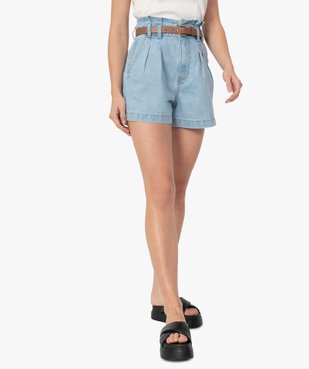 Short femme en jean avec ceinture à boucle vue1 - GEMO(FEMME PAP) - GEMO