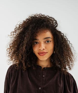 Chemise ample à col victorien en velours milleraies femme vue2 - GEMO(FEMME PAP) - GEMO