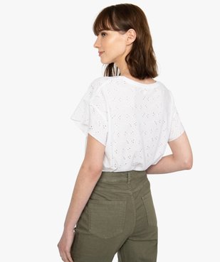 Tee-shirt femme à manches courtes façon dentelle anglaise vue3 - GEMO(FEMME PAP) - GEMO