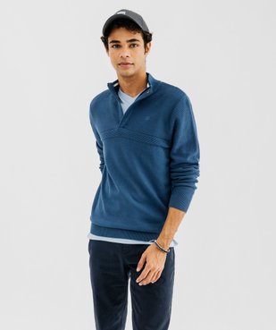 Pull en coton à col montant zippé homme vue1 - GEMO (HOMME) - GEMO