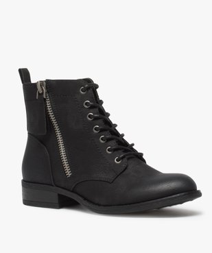 Boots femme style rangers à zip vue2 - GEMO (CASUAL) - GEMO