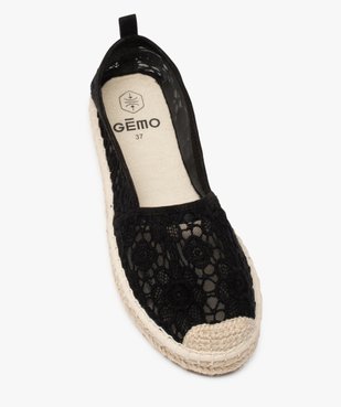 Espadrilles femme à talon plat dessus dentelle unie vue5 - GEMO(URBAIN) - GEMO