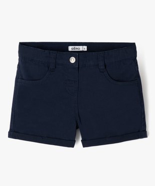 Short en coton stretch avec revers fille vue1 - GEMO (JUNIOR) - GEMO