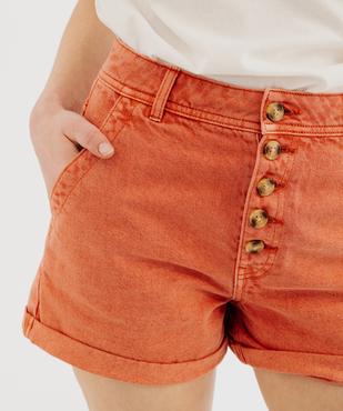 Short en twill ample taille haute à boutons femme vue3 - GEMO 4G FEMME - GEMO