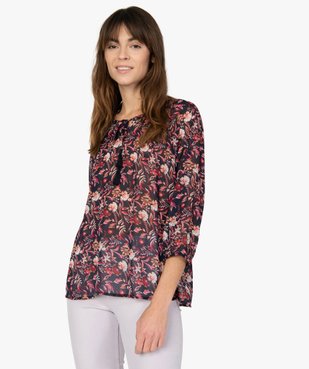 Blouse femme imprimée en voile à col rond vue1 - GEMO(FEMME PAP) - GEMO