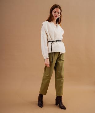 Pantalon mom à taille paper bag élastiquée femme vue4 - GEMO(FEMME PAP) - GEMO