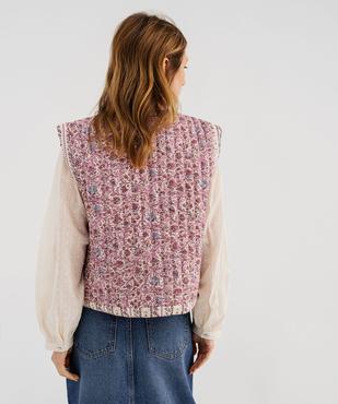 Veste sans manches matelassée à motif fleuri femme vue5 - GEMO 4G FEMME - GEMO