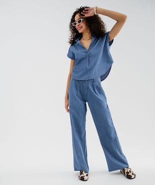 Blouse sans manches en toile denim fluide femme vue4 - GEMO(FEMME PAP) - GEMO
