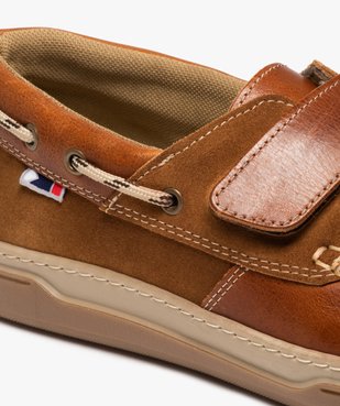 Chaussures bateau homme en cuir fermeture à scratch vue6 - GEMO (CONFORT) - GEMO