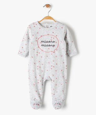 Pyjama bébé fille en velours avec motifs cœurs vue1 - GEMO(BB COUCHE) - GEMO