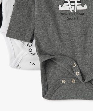Body bébé manches longues avec motif zèbre (lot de 3) vue3 - GEMO C4G BEBE - GEMO