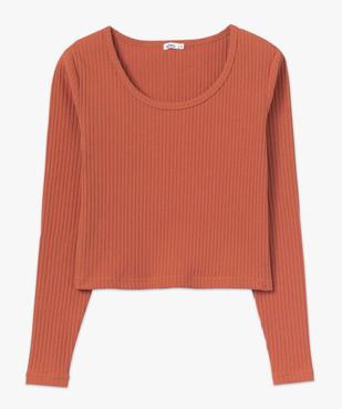 Tee-shirt femme à manches longues en maille côtelée vue4 - GEMO(FEMME PAP) - GEMO