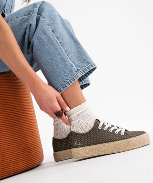 Baskets en toile brillante à semelle plateforme en corde femme - LuluCastagnette vue1 - LULU CASTAGNETT - GEMO