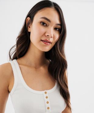 Débardeur en coton côtelé avec finitions festonnées femme vue2 - GEMO 4G FEMME - GEMO