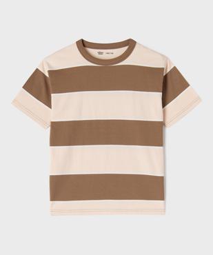 Tee-shirt manches courtes oversize en coton rayé garçon vue2 - GEMO 4G GARCON - GEMO