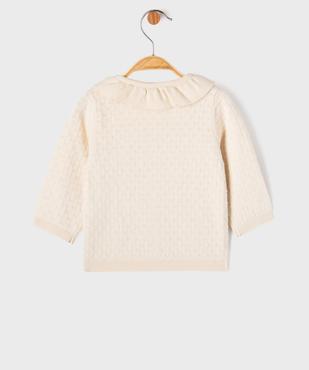 Gilet brassière en maille fantaisie avec col Claudine bébé fille vue3 - GEMO(BB COUCHE) - GEMO