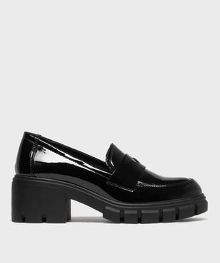 Mocassins vernis sur semelle crantée et talon bloc femme - 5 Miles vue2 - 5 MILES - GEMO