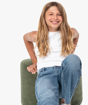 Débardeur fille ado côtelé en coton stretch vue1 - GEMO (JUNIOR) - GEMO