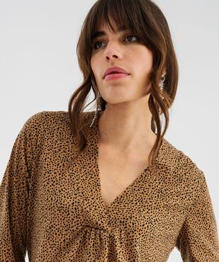 Tee-shirt manches longues imprimé col V fantaisie femme vue3 - GEMO 4G FEMME - GEMO