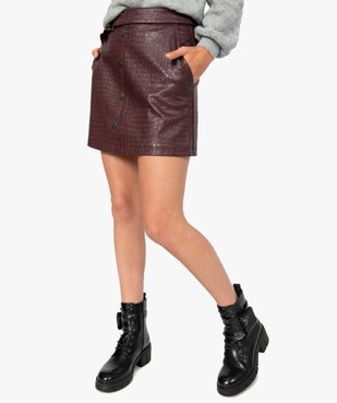 Jupe femme évasée en synthétique imitation cuir avec ceinture vue1 - GEMO(FEMME PAP) - GEMO
