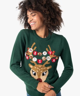 Pull de Noël femme à sequins et leds vue2 - GEMO(FEMME PAP) - GEMO