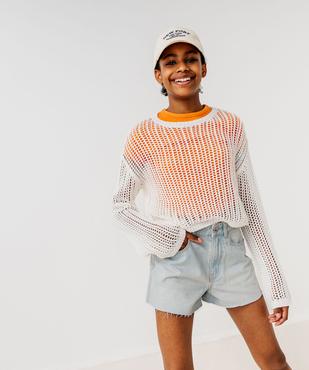 Short en jean coupe ample aspect usé fille vue4 - GEMO 4G FILLE - GEMO