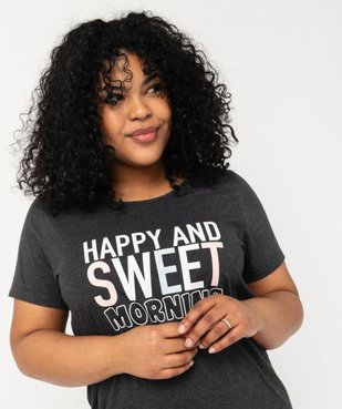 Chemise de nuit à manches courtes avec motifs femme grande taille vue2 - GEMO 4G FEMME - GEMO